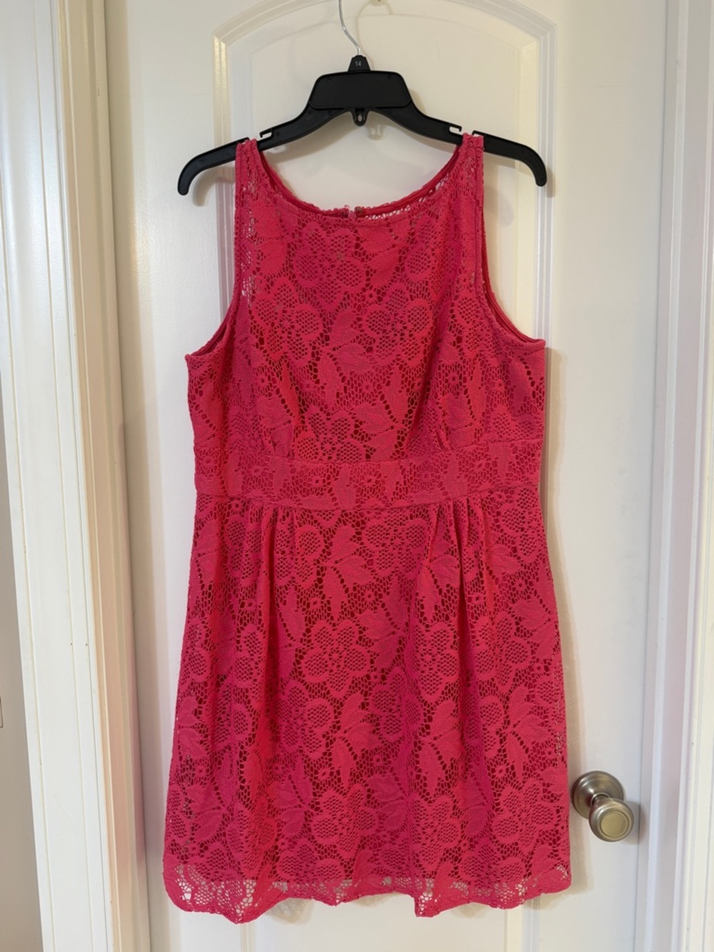 SD Collection Hot Pink Sleeveless Lace Mini Dress